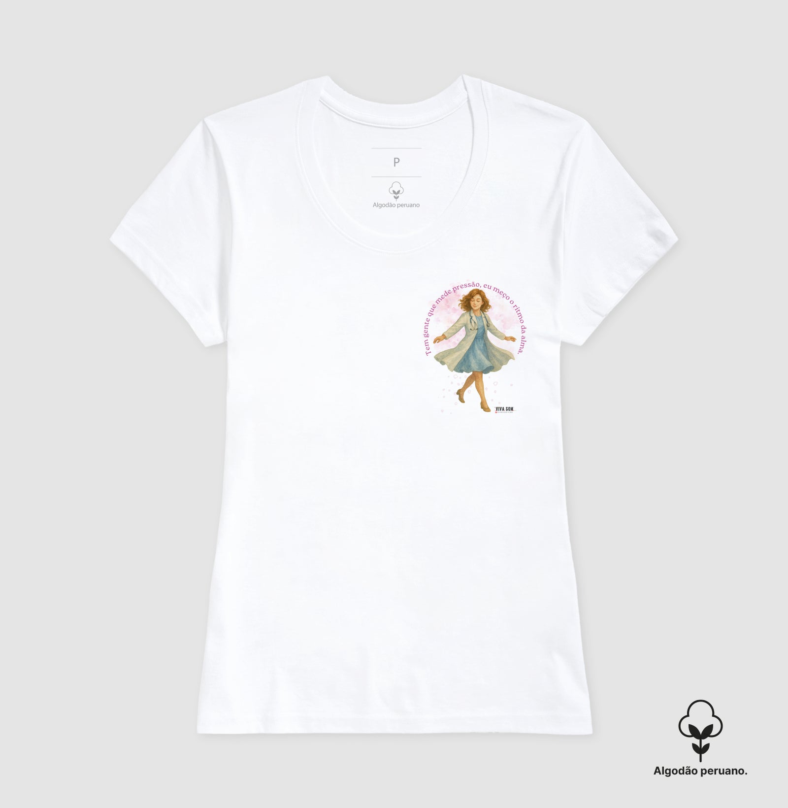 Médico mede a alma - Lateral Camiseta e Baby Look Algodão Peruano 497146