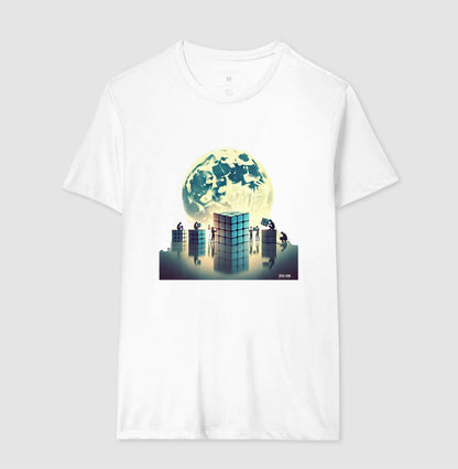 A LUA E O CUBO - Camiseta Confort Masculina e Feminina