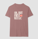 Ok, but first music - Camiseta Confort (100% algodão) Clássica e Baby Look 497146