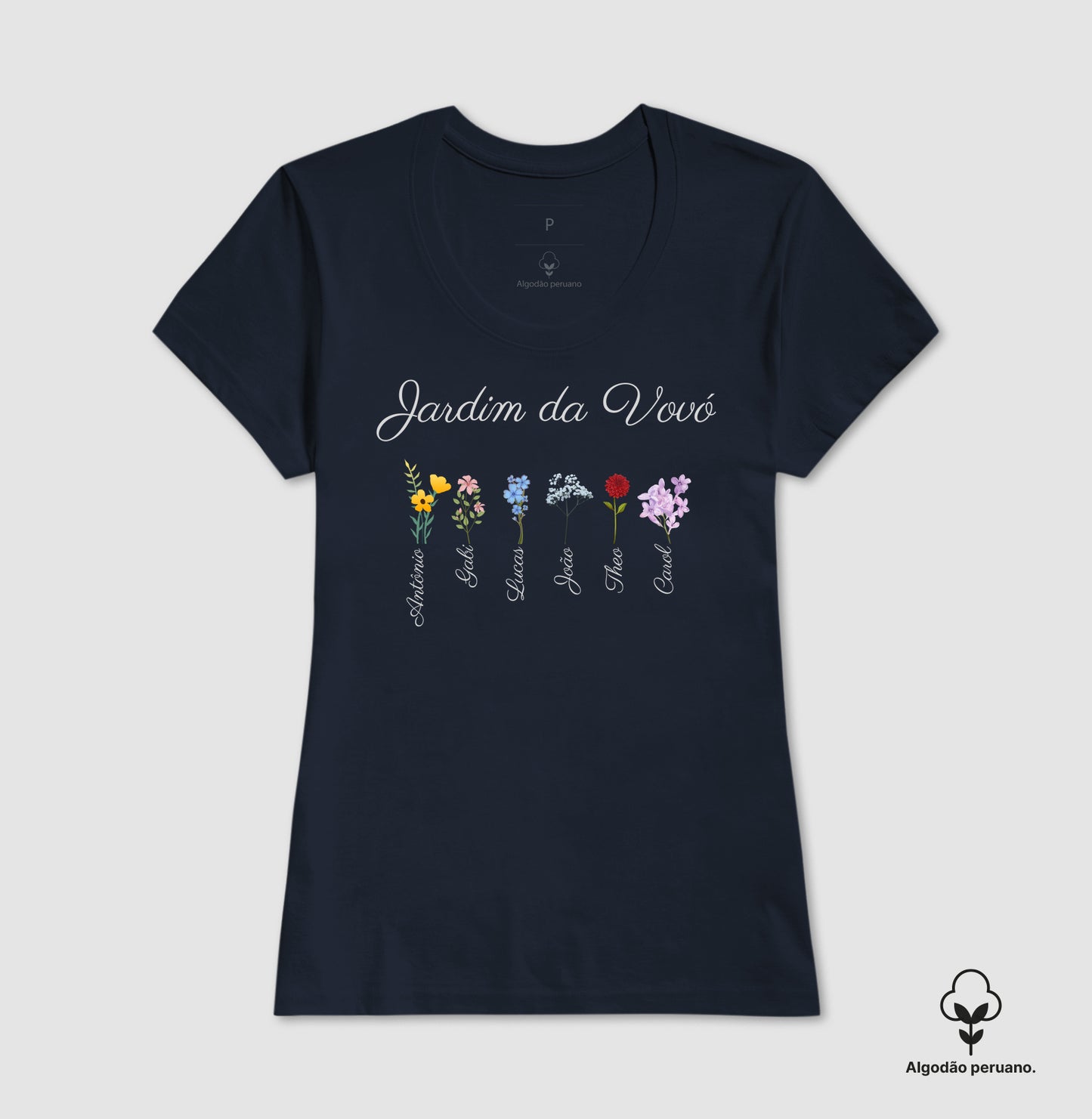 Vovó: o jardim (personalizada) - Camiseta e Baby Look (algodão peruano)