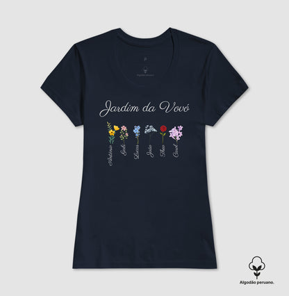 Vovó: o jardim (personalizada) - Camiseta e Baby Look (algodão peruano)