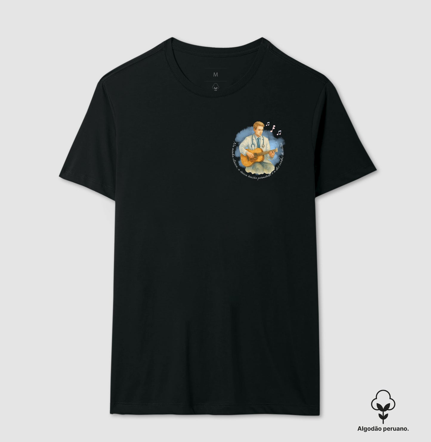 Médico:  tensão só nas cordas do violão (lateral) - Camiseta