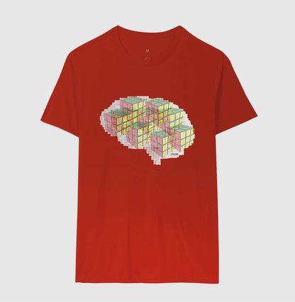 O Cérebro  com cubos mágicos - Camiseta Confort Masculina e Feminina