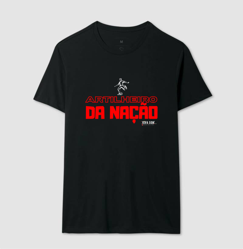 Futebl- Artilheiro da Nação (central) - Camiseta Masculina(clássica) e Feminina (baby look)