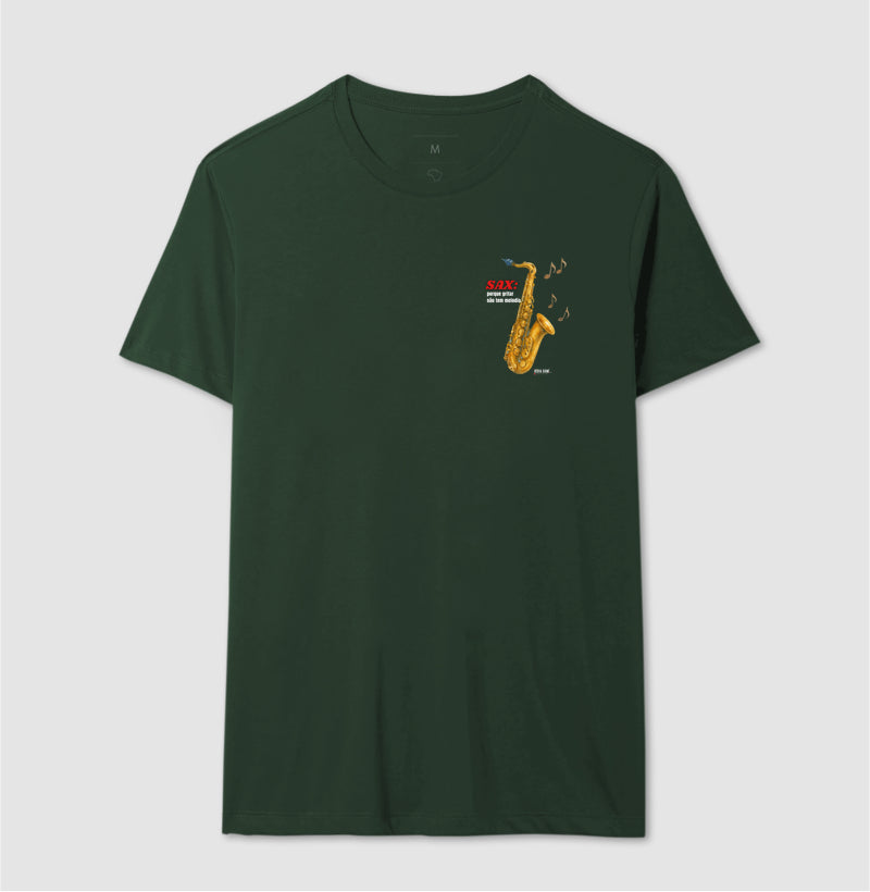 Sax: Gritar não é Melogia (lateral) -  Camiseta e Baby Look Confort