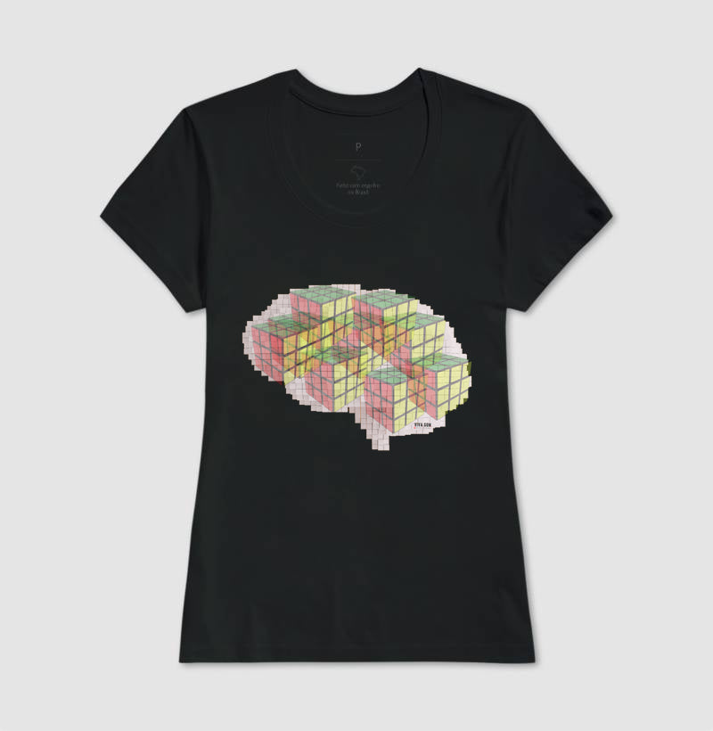 O Cérebro  com cubos mágicos - Camiseta Confort Masculina e Feminina