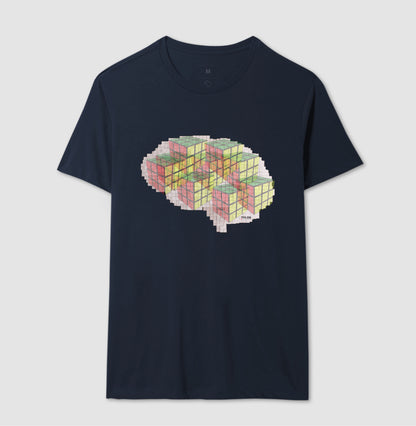 O Cérebro  com cubos mágicos - Camiseta Confort Masculina e Feminina