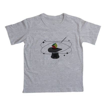 Cartola mágica e cubo mágico - camiseta infantil unissex