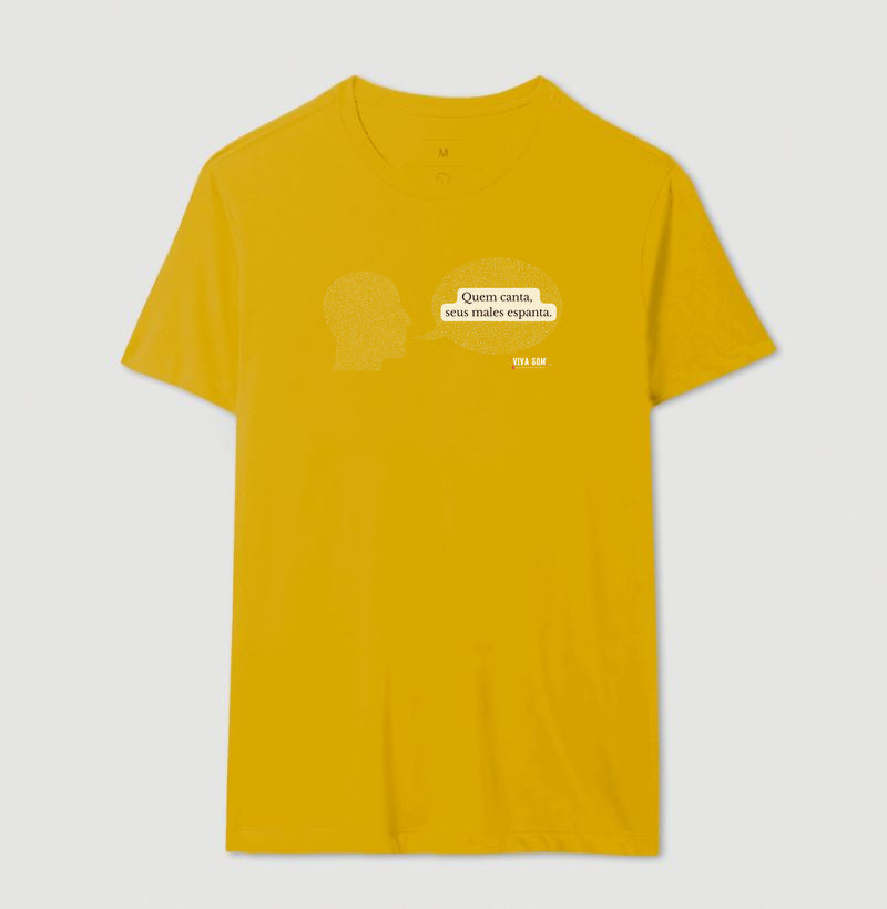 Voz e Leveza “Quem Canta, Seus Males Espanta - Camiseta Confort Feminina / Masculina (100% Algodão) 497146