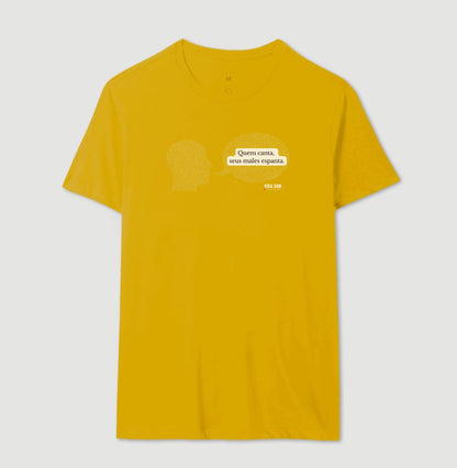 Voz e Leveza “Quem Canta, Seus Males Espanta - Camiseta Confort Feminina / Masculina (100% Algodão) 497146