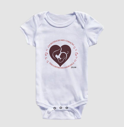 Mãe: A batida do coração grande - Body Baby Unissex