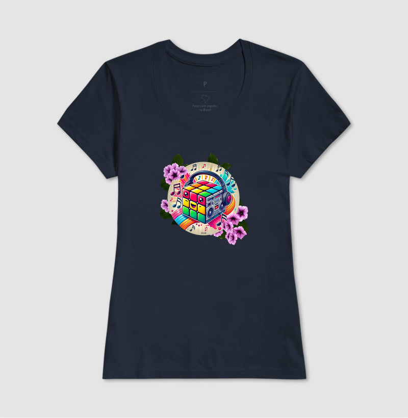 Cubo mágico na música - Camiseta confort feminina