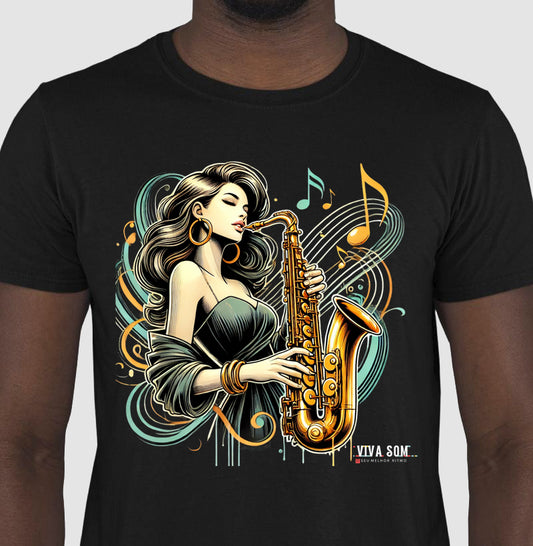 Jazz e Sax - Camiseta Confort Masculina e feminina