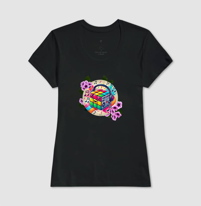 Cubo mágico na música - Camiseta confort feminina