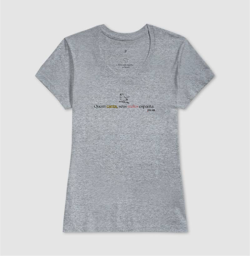 Minimal “Quem Canta, Seus Males Espanta - Camiseta Confort Masculina / Feminina (100% Algodão) 497146