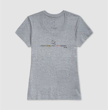 Minimal “Quem Canta, Seus Males Espanta - Camiseta Confort Masculina / Feminina (100% Algodão) 497146