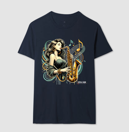 Jazz e Sax - Camiseta Confort Masculina e feminina
