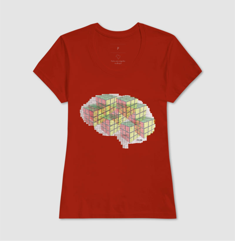O Cérebro  com cubos mágicos - Camiseta Confort Masculina e Feminina