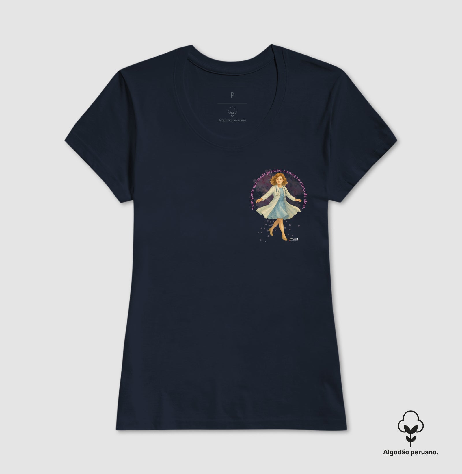 Médico mede a alma - Lateral Camiseta e Baby Look Algodão Peruano 497146