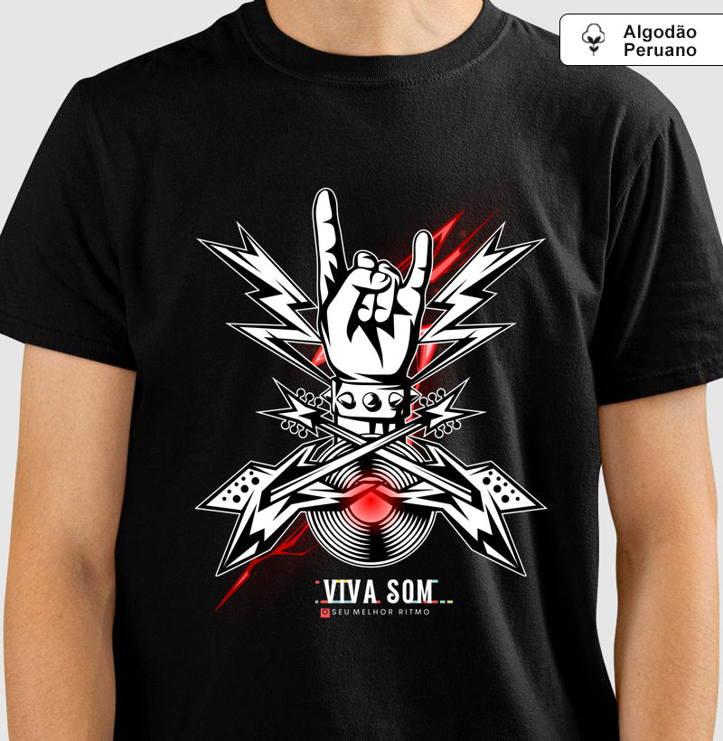 Rock: Disco de Rockn roll - Camiseta Masculina e Feminina - (Algodão Peruano)