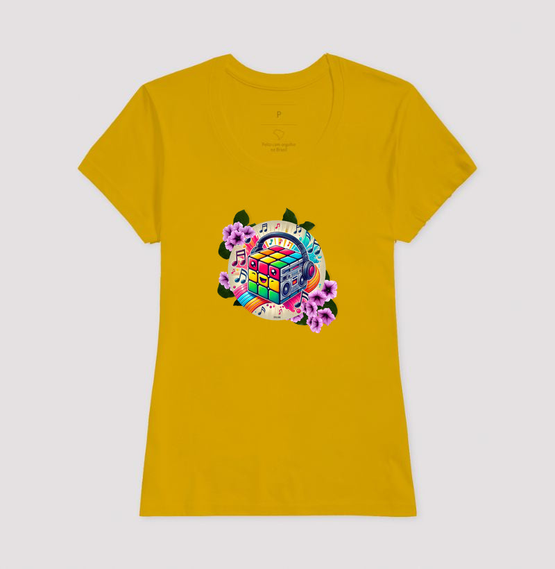 Cubo mágico na música - Camiseta confort feminina
