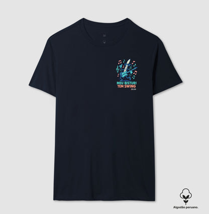 Médico: Meu Bisturi tem Swing (lateral) - Camiseta e Baby Look Algodão Peruano