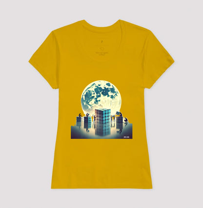 A LUA E O CUBO - Camiseta Confort Masculina e Feminina