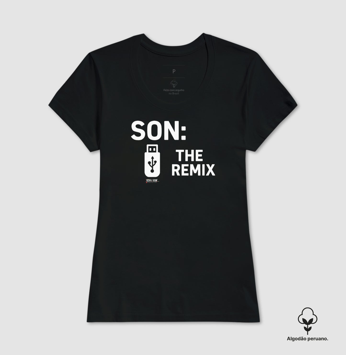 Algodão peruano - Filho, o remix do pai- emblema central -Camiseta Masculina (clássica) e Feminina (baby look) 497146