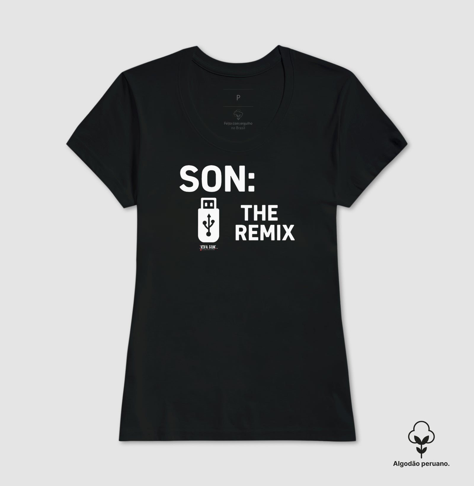 Algodão peruano - Filho, o remix do pai- emblema central -Camiseta Masculina (clássica) e Feminina (baby look) 497146