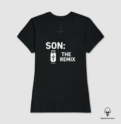 Algodão peruano - Filho, o remix do pai- emblema central -Camiseta Masculina (clássica) e Feminina (baby look) 497146