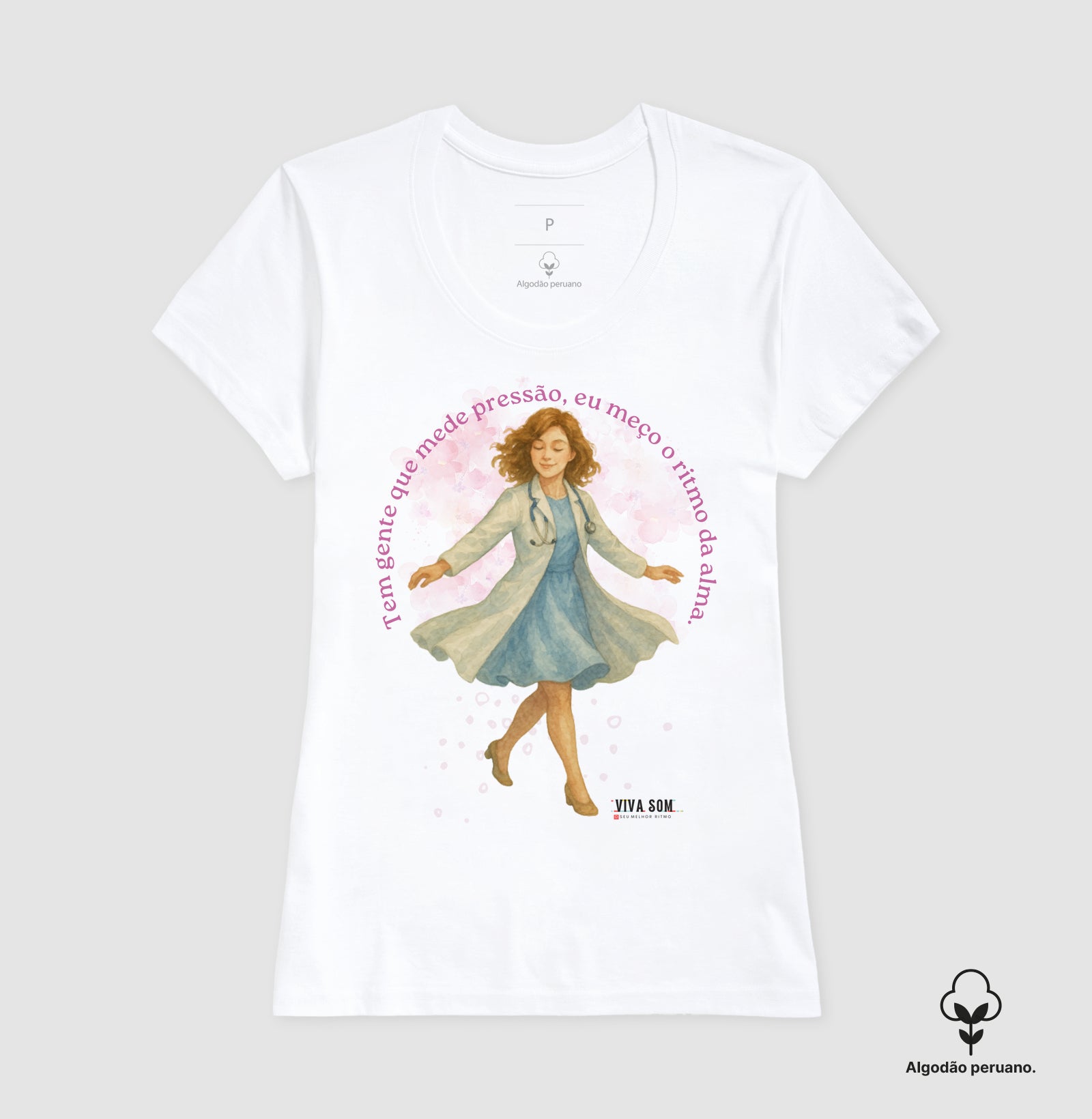 Médico mede o ritmo da alma - Camiseta e Baby Look (algodão peruano) 497146