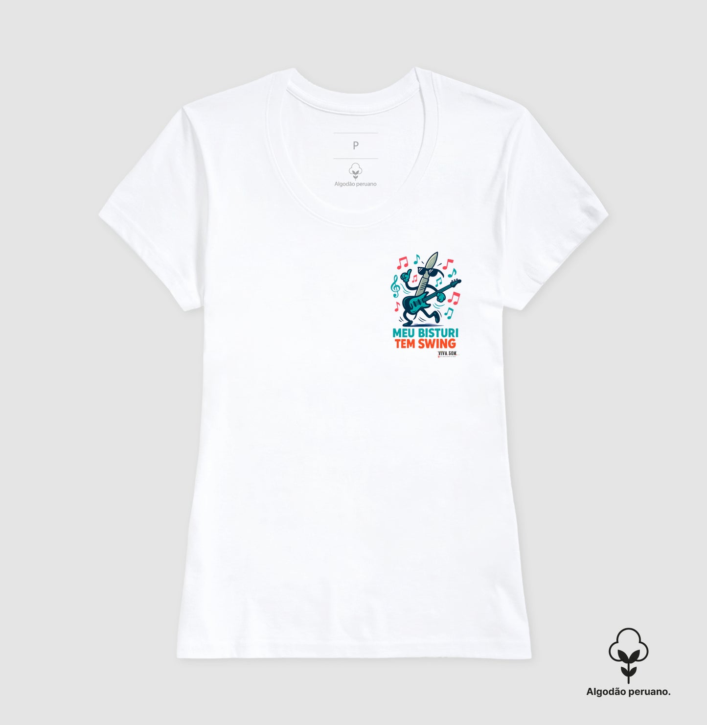 Médico: Meu Bisturi tem Swing (lateral) - Camiseta e Baby Look Algodão Peruano 497146