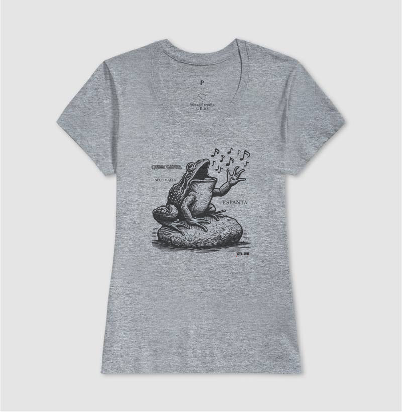 Sapo Cantor “Quem Canta, Seus Males Espanta - Camiseta Confort Feminina / Masculina (100% Algodão) 497146