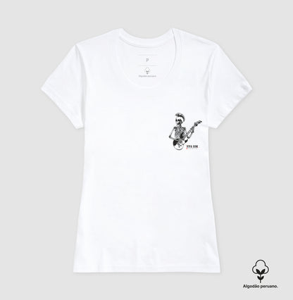 Rock: O esqueleto - Camiseta masculina e feminina (algodão peruano)