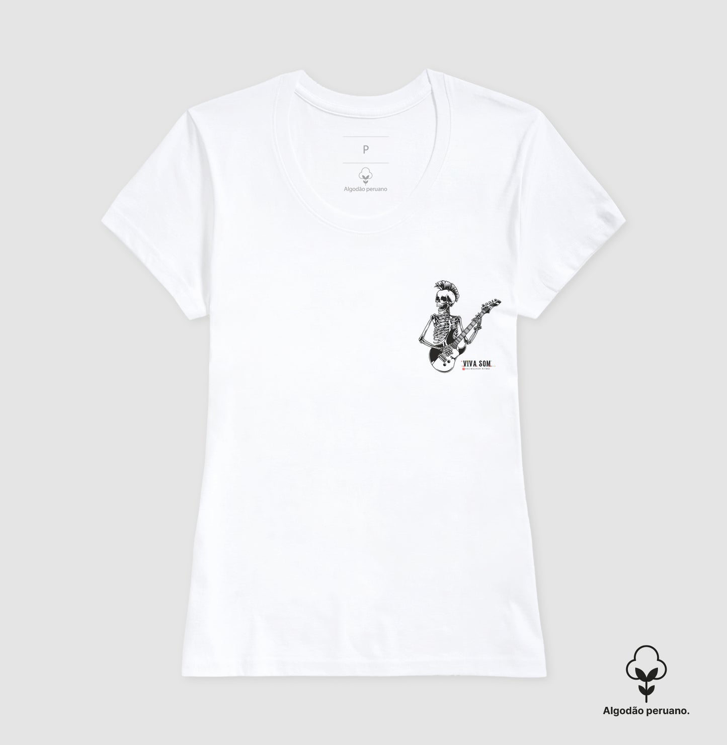 Rock: O esqueleto - Camiseta masculina e feminina (algodão peruano) 497146