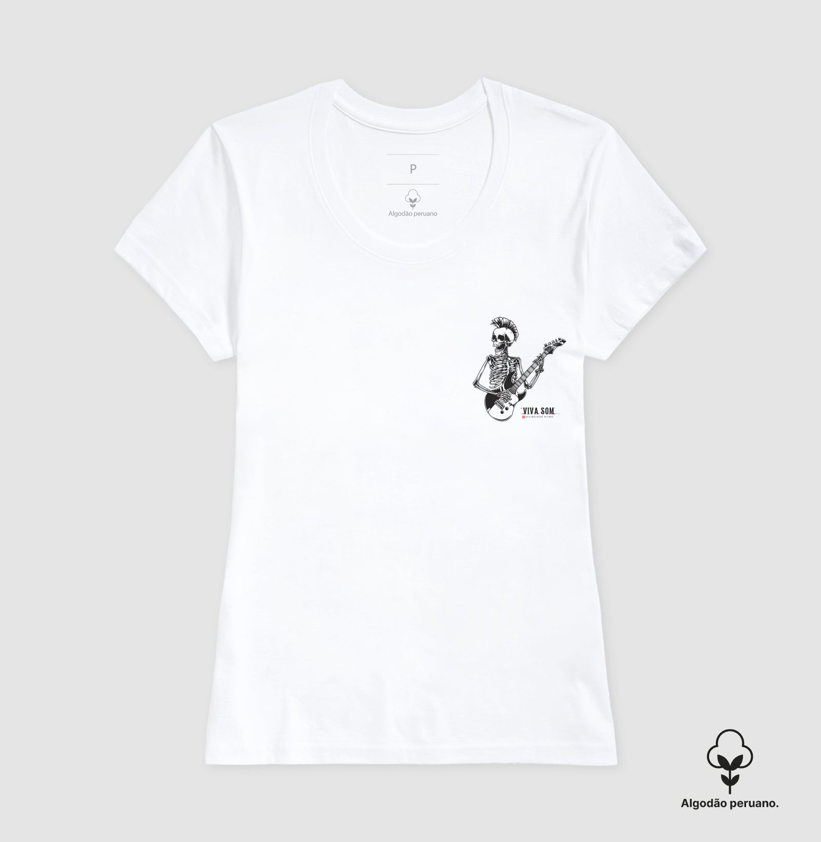 Rock: O esqueleto - Camiseta masculina e feminina (algodão peruano) 497146