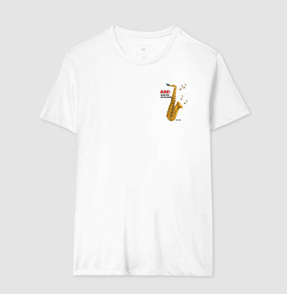 Sax: Gritar não é Melogia (lateral) -  Camiseta e Baby Look Confort