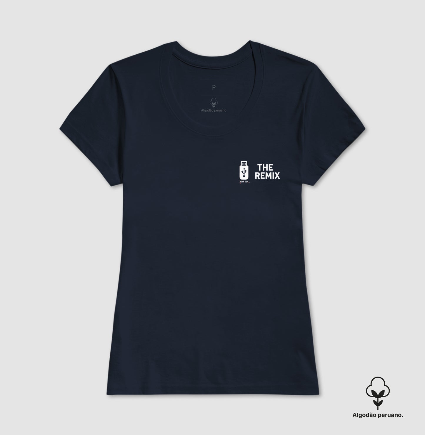Algodão peruano - Filho, o remix do pai- emblema lateral -Camiseta Masculina (clássica) e Feminina (baby look)