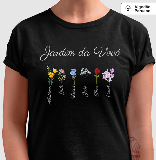 Vovó: o jardim (personalizada) - Camiseta e Baby Look (algodão peruano)
