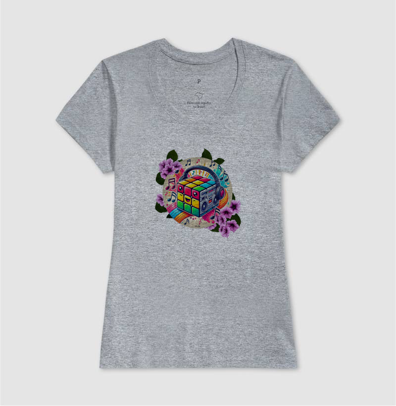 Cubo mágico na música - Camiseta confort feminina