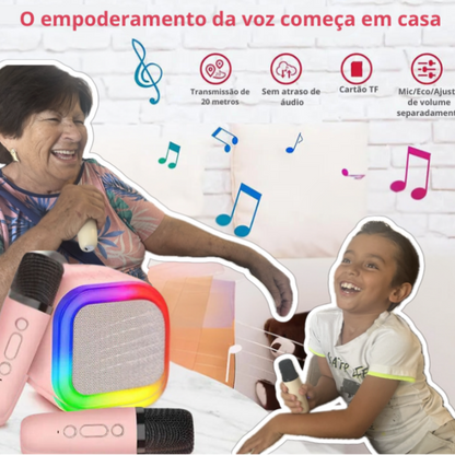 Karaokê Viva Som - Caixa de Som Blootooth com 2 Microfones sem fio