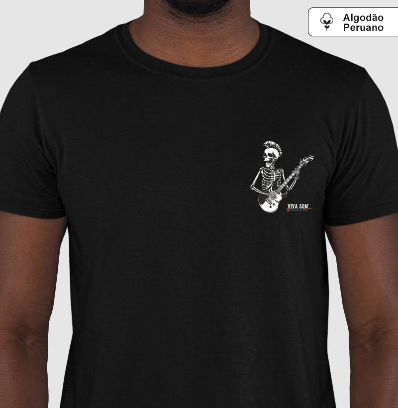 Rock: O esqueleto - Camiseta masculina e feminina (algodão peruano)