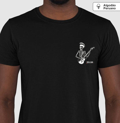 Rock: O esqueleto - Camiseta masculina e feminina (algodão peruano)