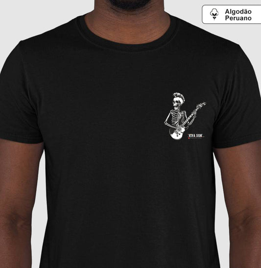 Rock: O esqueleto - Camiseta masculina e feminina (algodão peruano)