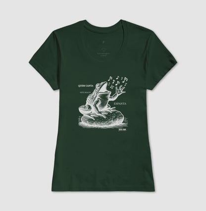 Sapo Cantor “Quem Canta, Seus Males Espanta - Camiseta Confort Feminina / Masculina (100% Algodão) 497146