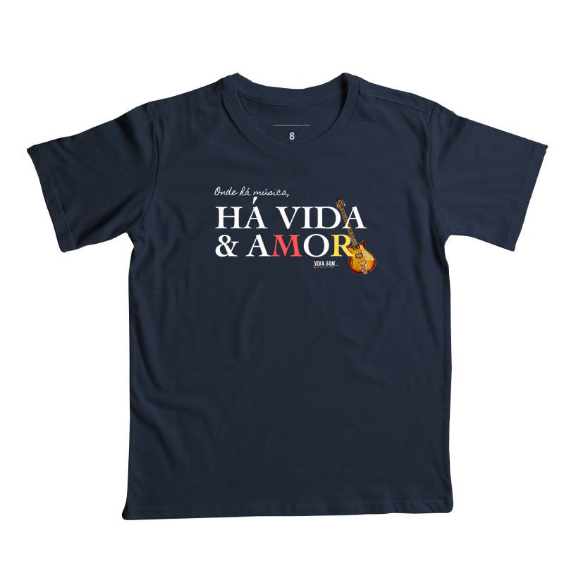 Música, vida e amor -Camiseta infantil Unissex