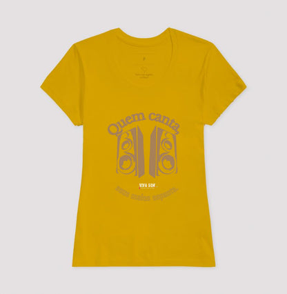 Caixas de Som “Quem Canta, Seus Males Espanta” - Camiseta Confort Feminina / Masculina (100% Algodão) 497146
