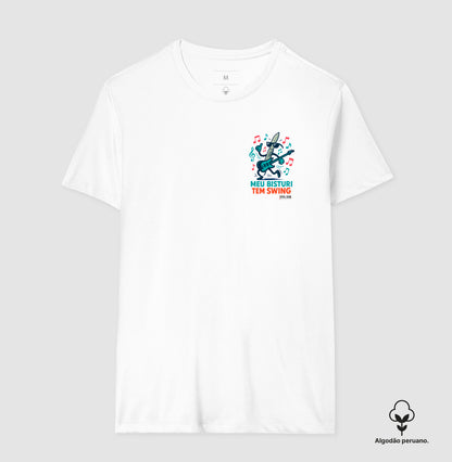 Médico: Meu Bisturi tem Swing (lateral) - Camiseta e Baby Look Algodão Peruano 497146