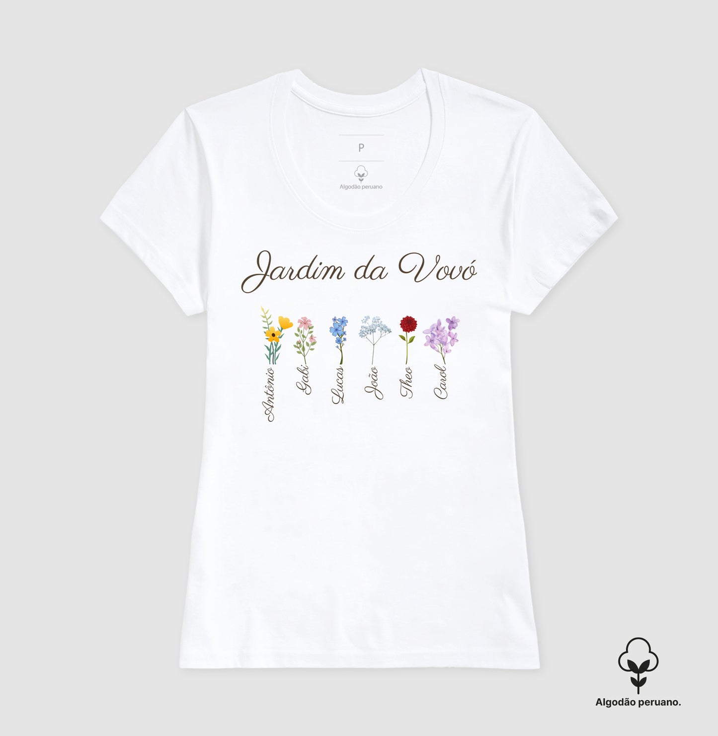 Vovó: o jardim (personalizada) - Camiseta e Baby Look (algodão peruano)