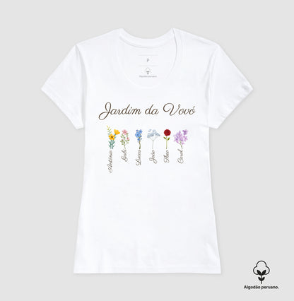 Vovó: o jardim (personalizada) - Camiseta e Baby Look (algodão peruano)